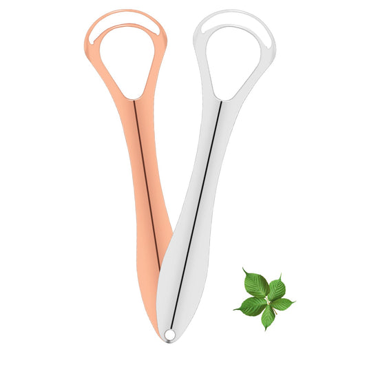 COMNICO Tongue Scraper, 2 Pcs Metal Tongue Cleaner Stainless Steel Tongue Scraper Boosts Overall Health Tongue Cleaners for Adults and Kids Oral Hygiene Travel Outdoor Camping