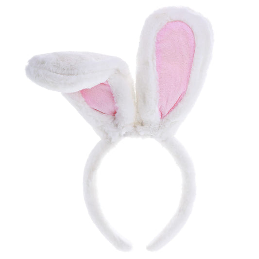 Sibba Plush Bunny Ears Headband 1 Piece Rabbit Ear Accessory Easter Christmas Cosplay Party Hair Styling Costume Dress Up Women (White Thick Pattern)