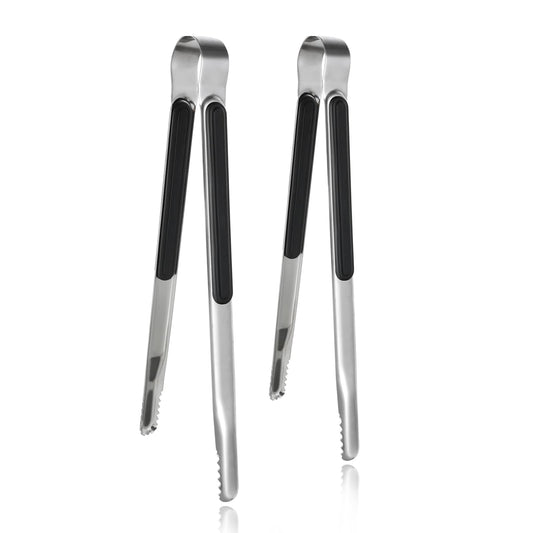 Dimeho 2Pack Stainless Steel Kitchen Tongs, Metal Food Tongs with Non-Slip Grip BBQ Tongs Kitchen Cooking Tongs Suitable for Kitchen, Barbecue, Buffet 8 inch and 10 inch