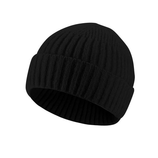 Sibba Unisex Beanie Hat Soft Lightweight Winter Knit Caps Stretchy Cuffed Warm Windproof Skull Cap for Men Women, Black, S/L