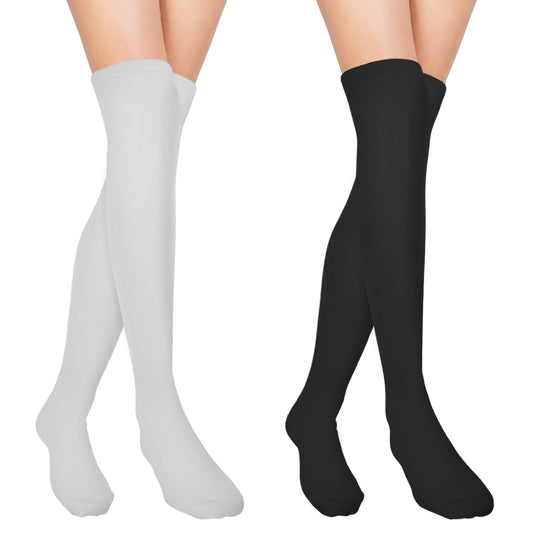 Sibba Thigh High Socks Over the Knee Length Socks for Women Girls Extra Long Cotton Thigh High Socks Stockings Over Knee Leg Warmers School Socks for Sport Daily Wear Cosplay Party Christmas