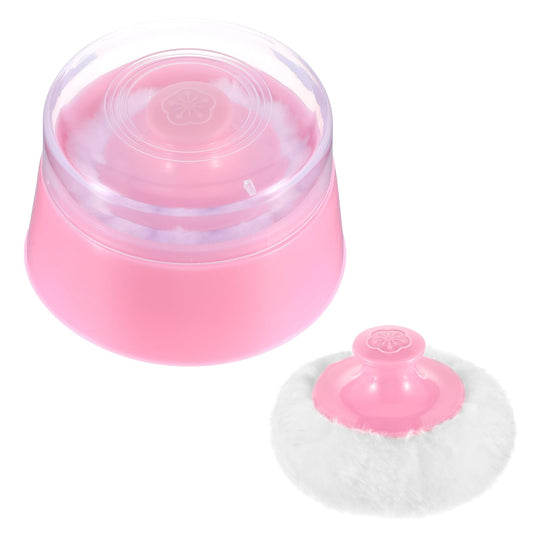Baby Body Cosmetic Powder Puff and Container Face Body Powder Dispenser Dusting Loose Powder Case Large Fluffy Powder Puff for Travel Home Baby Kid Adult Bath(Pink)