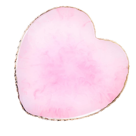 Sibba Resin Nail Art Palette Nail Mixing Palette Polish Color Mixing Plate Golden Edge Nail Holder Display Board Heart Shape Cosmetic Mixing Tools (Pink)