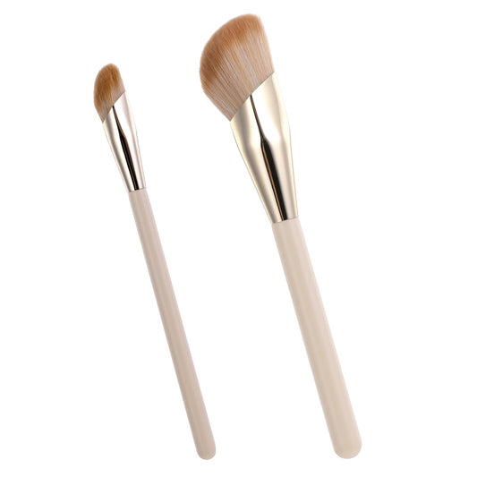 Angled Foundation Concealer Brush 2Pcs Makeup Brushes Under Eye Concealer Brush Nose Contour Brush Kabuki Blending Makeup Brush Tools for Face Synthetic Liquid Blending Mineral Powder