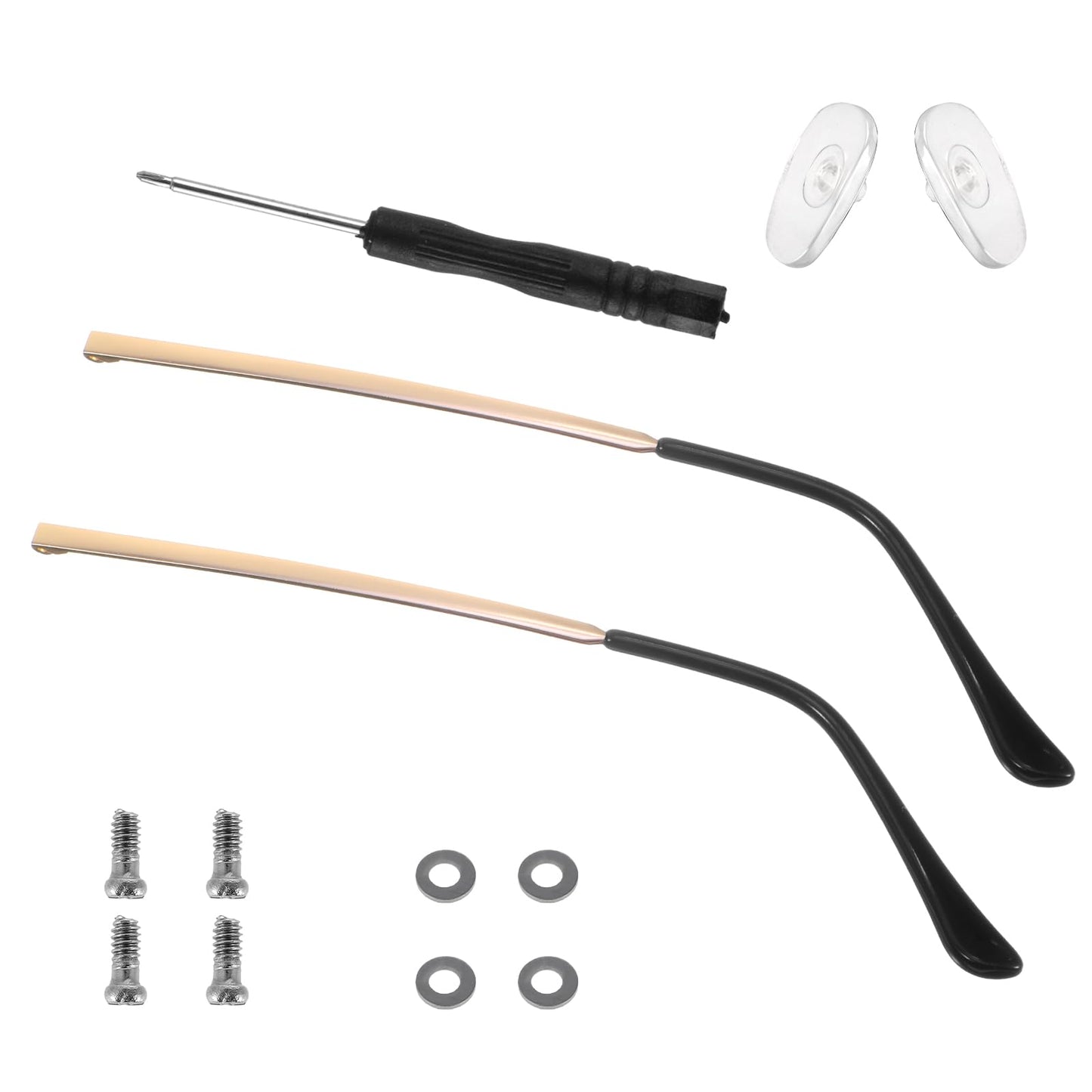 1 Pair Glasses Repair Kit with Screws Arm Replacement Sunglass Parts Arms Screw Glass Screwdriver Eyeglass Legs Temples Anti-Slip Protection Protects Glasses(Golden)