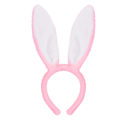 Sibba Plush Bunny Ears Headband 1 Piece Rabbit Ear Accessory Easter Cosplay Birthday Day Party Hair Styling Costume Christmas Dress Up for Girls Women (Light Pink)