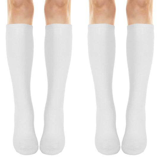 Sibba 2 Pair Womens Cotton High Socks Winter Thermal Boot Top Long Socks Causal Soild Stripe Tube Socks for Ski Snowboarding Hiking