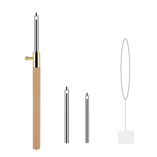 5 Piece Punch Needle Kit Punch Needle Tool Kits, Adjustable Wooden Handle Embroidery Punch Needles for DIY Craft, Embroidery Floss Cross Stiching Beginner