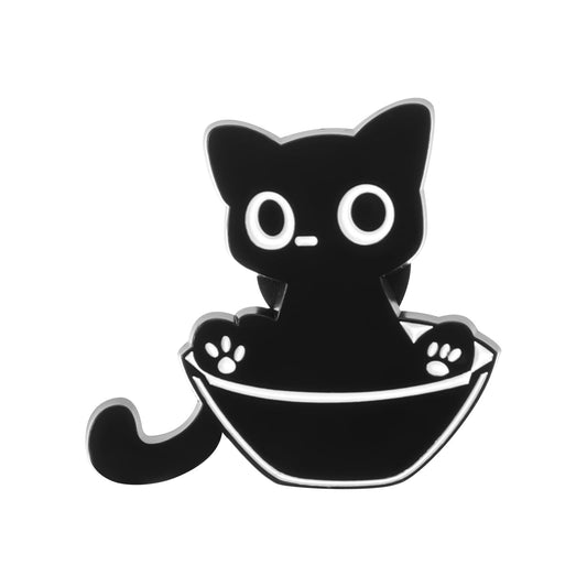 Cute Enamel Pin Cat Brooch Alloy Cartoon Animal Lapel Pins Funny Cat Clip Decoration Badges for Backpacks Clothes Jackets Bags Hat Christmas Valentine's Day Gift(Out Bowl)