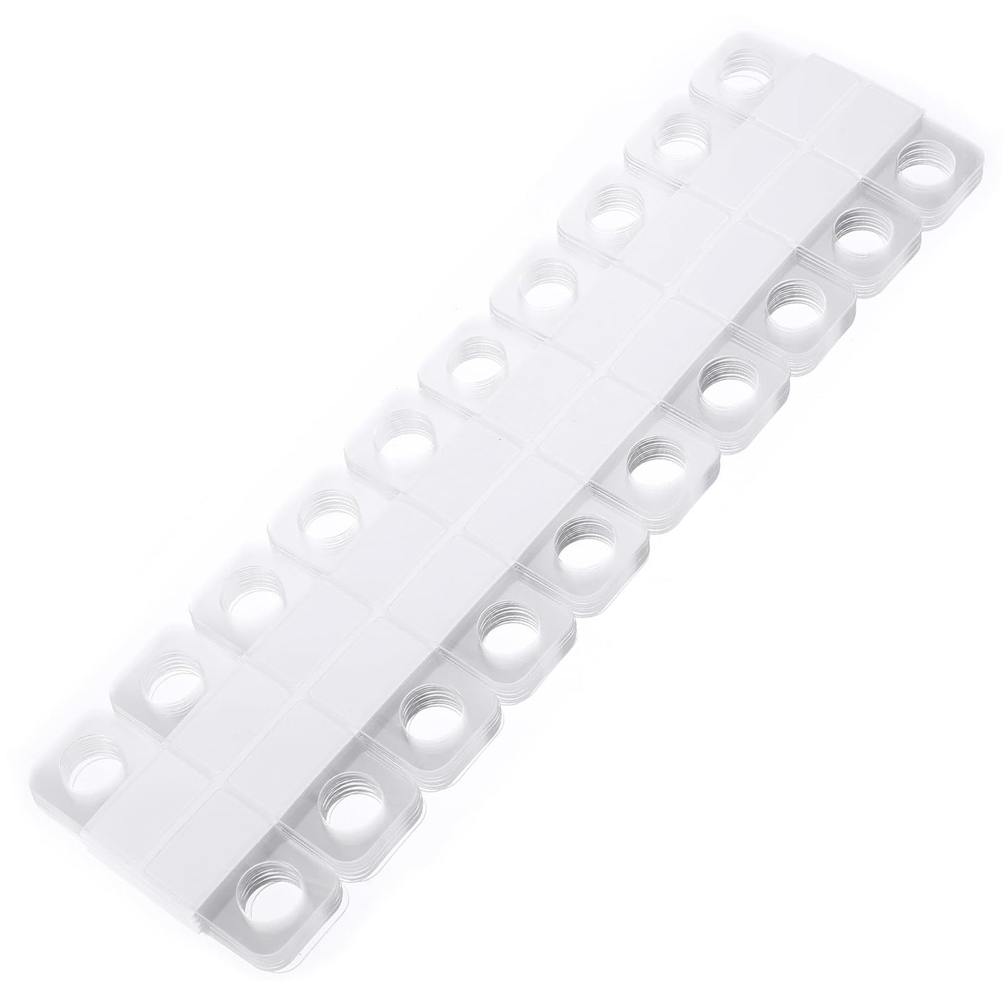 WLLHYF 300PCS Hang Tabs Round Hole, Clear Self Adhesive Folding Hang Tabs Plastic Round Slot Hole Sticky Hanging Tabs for Store Retail Display