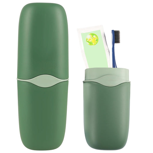Sibba 1Pc Toothbrush Travel Case Portable Toothbrush Storage Case Plastic Toothbrush Holder Mouthwash Cup Storage Box Toothbrush Container Travel Holder with Covers Caps for Camping Hiking Business