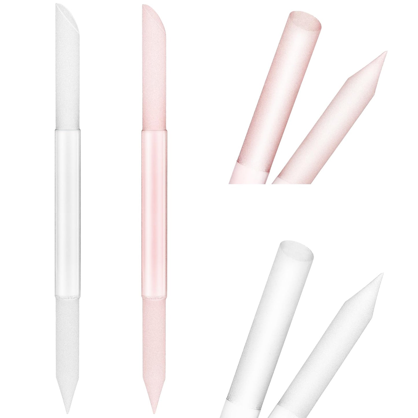 Sibba Glass Cuticle Pusher Cuticle Remover Tool Double Sided Cuticle Trimmer Manicure Stick Professional Precision Filing Abrasive Surface Nail Salons Set for Women Girls (2pcs (Transparent,Pink))