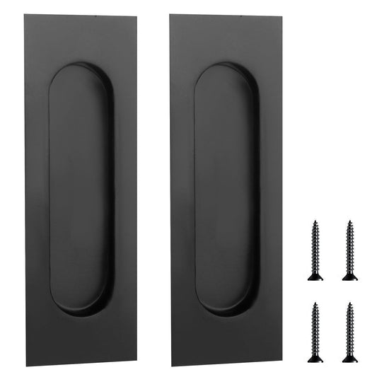 Sibba 2Pcs Sliding Door Handles Recessed Finger Flush Pulls Finger Flush Pulls Sliding Cupboard Square Cabinet Pulls Stainless Steel Black Door Pulls Hardware (Stainless Steel 120 x 40)