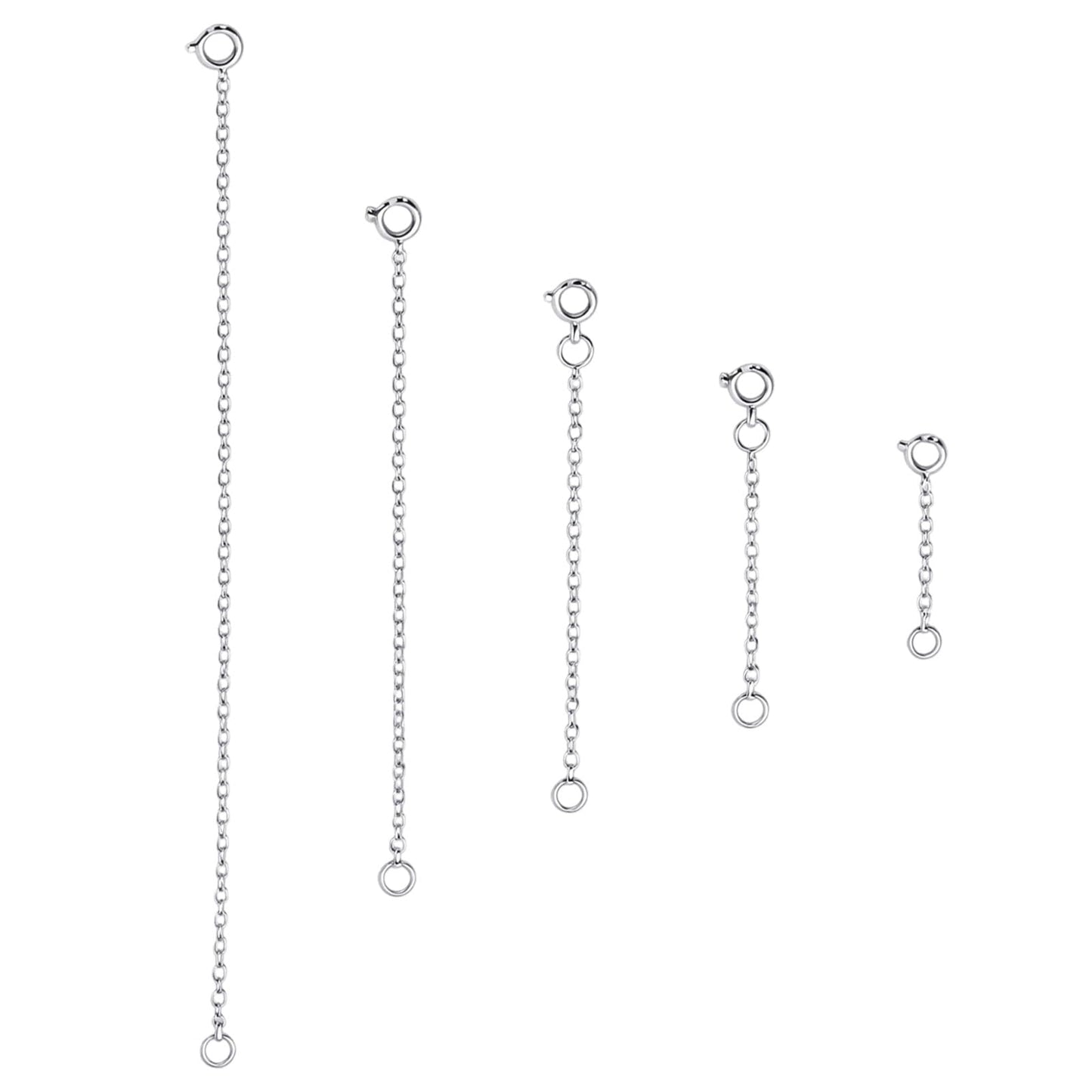 QFGasre 5pcs Necklace Extender Silver Chain Extender for Necklace Bracelet Anklet Jewelry Extension for Women Upgraded Chains Larger End Loops for Jewelry Making (1 2 3 4 6 Inch)