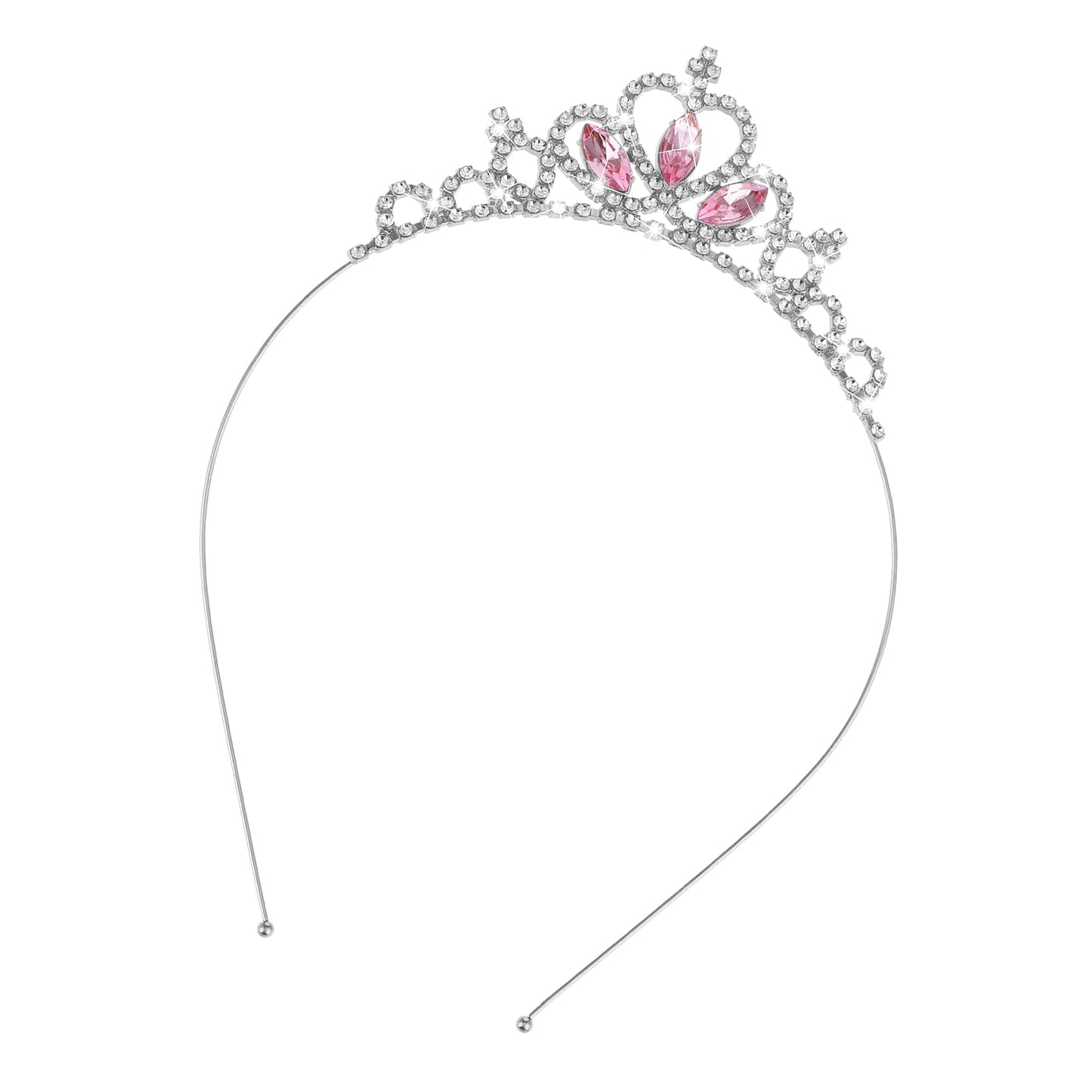 Sibba Princess Tiara Crown Headpieces Hair Hoop Tiara Gems Rhinestone Tiara Head Crown Headband for Girls Wedding Prom Party Costume Christmas Gifts(Rose red)