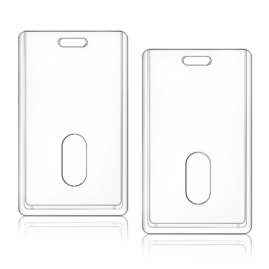 2Pcs Badge Holder Clear ID Badge Name Card Holder Vertical Name Tag Holder with Easy Access Thumb Slot Acrylic Protector Card Cover for Nurses Office School Student Driver Licenses Passes Credit Card