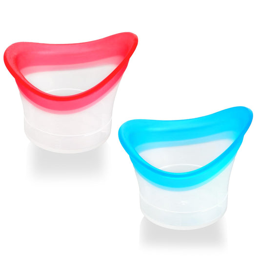 2 Pieces Silicone Eye Bath Cup Eye Rinse 10 ml Portable Eye Bath Soft Eye Wash Bowl Reusable Eye Care Tool Eye Cleaning Tool for Glasses Care Soothing Tired, Pink, blue, 10ml