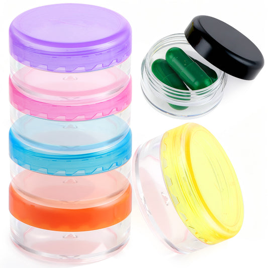 Wanmu 12Pcs Small Pill Box, Portable Travel Mini Pill Organizer Box Daily Medicine Case Holder for Pocket Purse Briefcase Cod Liver Oil Storage Container (Black/Purple/Orange/Blue/Yellow/Pink)