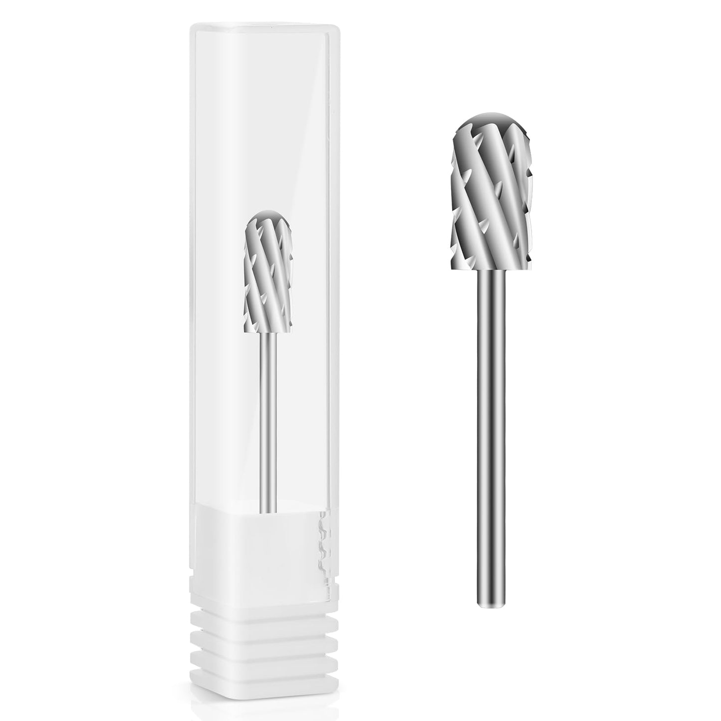 COMNICO Safety Nail Carbide - Nail Drill Bits Smooth Round Top Large Barrel Head Diamond Sanding Buffer Bit with 3/32" Shank for Electric Drill Machine (4 Extra Coarse, Silver)