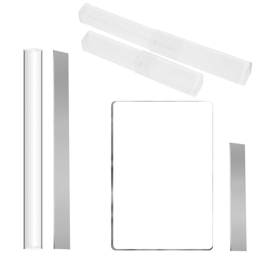 COMNICO 6 Pieces Polymer Clay Tool Clear Acrylic Roller Rectangle Shape Backing Sheet DIY Detail Clay Cutters Set Mini Clay Mat Tools Supplies for Pottery Modelling Sculpting