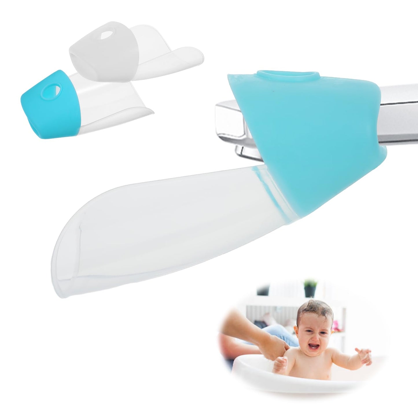 Wanmu 2Pcs Faucet Extender, Baby Bath Helper, Silicone Sink Extender for Bathroom Kitchen, Tub Faucet Extender for Kids Baby Children Hand Washing