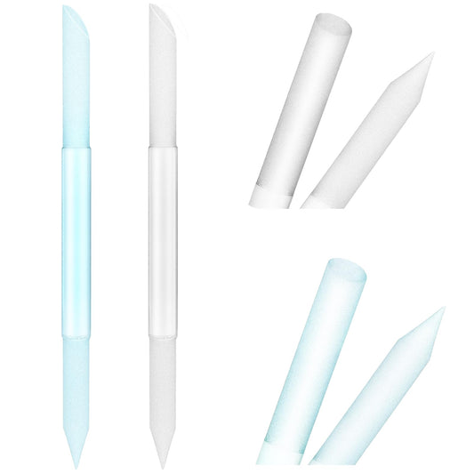 Sibba Glass Cuticle Pusher Cuticle Remover Tool Double Sided Cuticle Trimmer Manicure Stick Professional Precision Filing Abrasive Surface Nail Salons Set for Women Girls (2pcs (Transparent,Blue)
