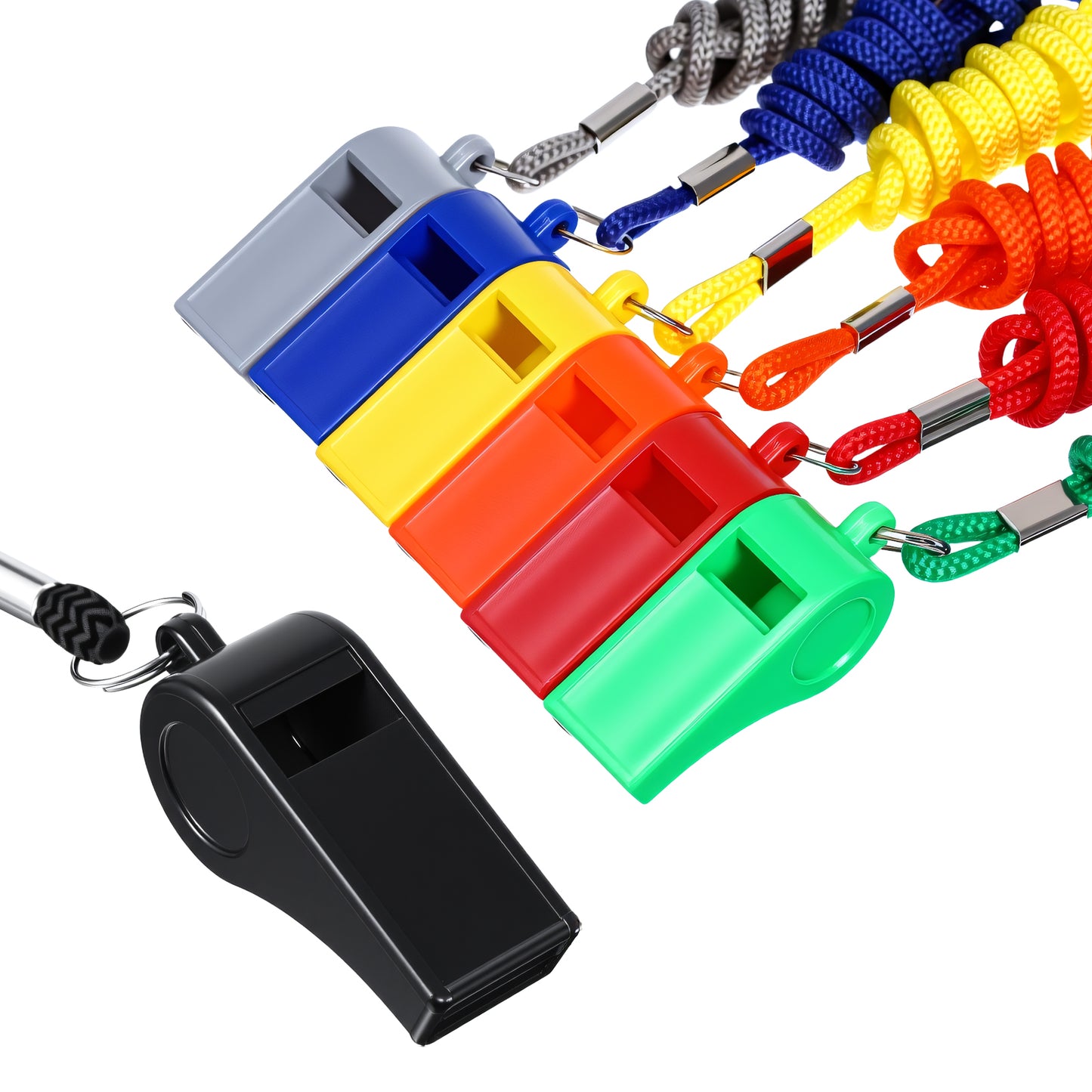 Wanmu 7 Pack Whistles, Loud Crisp Sound Sports Whistle with Lanyard, Plastic Coaches Whistles Ideal for Referee, Teachers, Lifeguard, School, Soccer, Training, Gyms, Emergency (Multicolor)