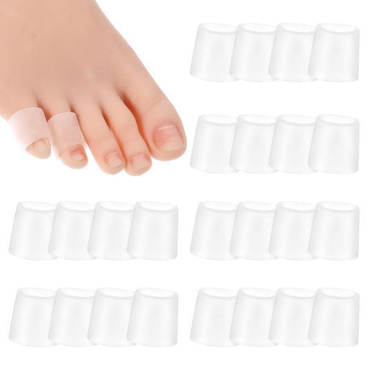 Wanmu 24 Pcs Silicone Toe Protectors, Open Pinky Toe Sleeves, Corn Removers for Toes, Gel Toe Cushions Pads for Corn, Blisters, Hammer Toes, Bunion, Toenails Loss and Friction Pain Relief