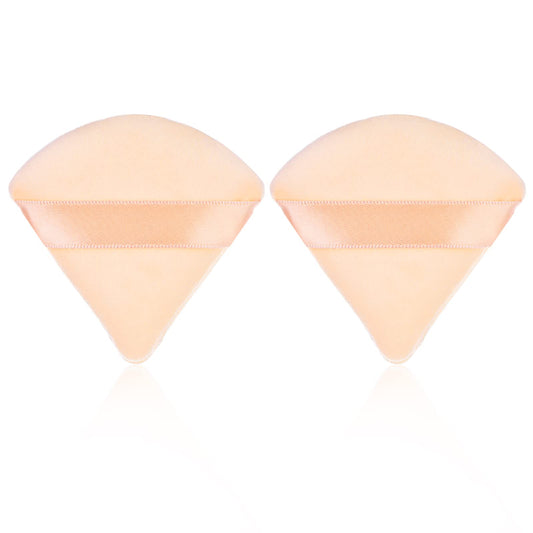 Sibba 2 Pieces Triangle Powder Puffs Face Cosmetic Powder Puff Washable Reusable Soft Plush Powder Sponge Makeup Foundation Sponge for Face Body Loose Powder Wet Dry Makeup Tool