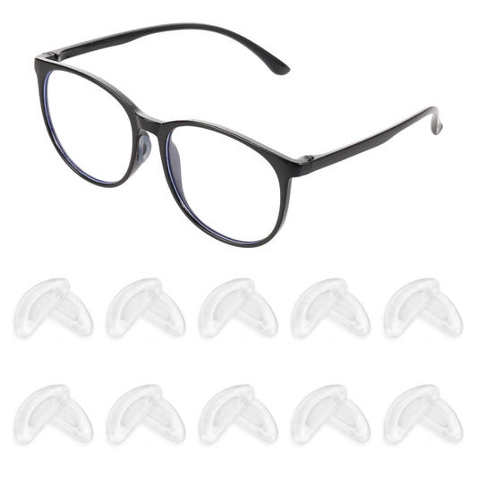 Sibba Eyeglass Nose Pads 10 Pairs Soft Silicone Sticky Glasses Grips Anti Slip Eyewear Hooks Retainers Stoppers Temple Tips Soft Sleeve Cushions for Sunglasses Spectacle (Clear)