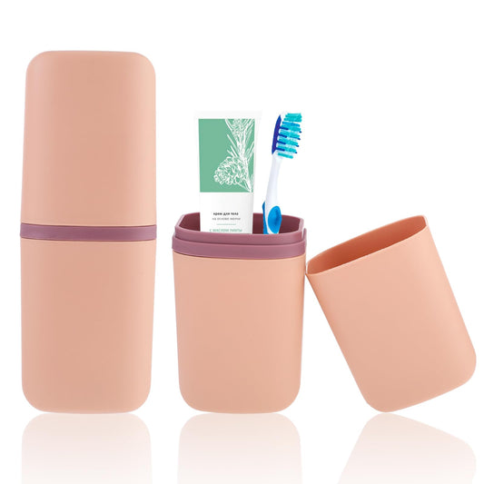 Sibba Toothbrush Travel Case Cup Holder 1 PC Toothpaste Container Cover Portable Plastic Storage Box Small Bag Tooth Brush Set Traveling Carrying Organiser Dental Care