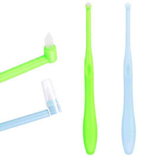 Sibba 2 Pack Tufted Brush Soft Single Tuft Brace Toothbrush Dental Orthodontic Brush End-Tuft Tapered Toothbrush Compact Interdental Interspace Brush for Detail Cleaning