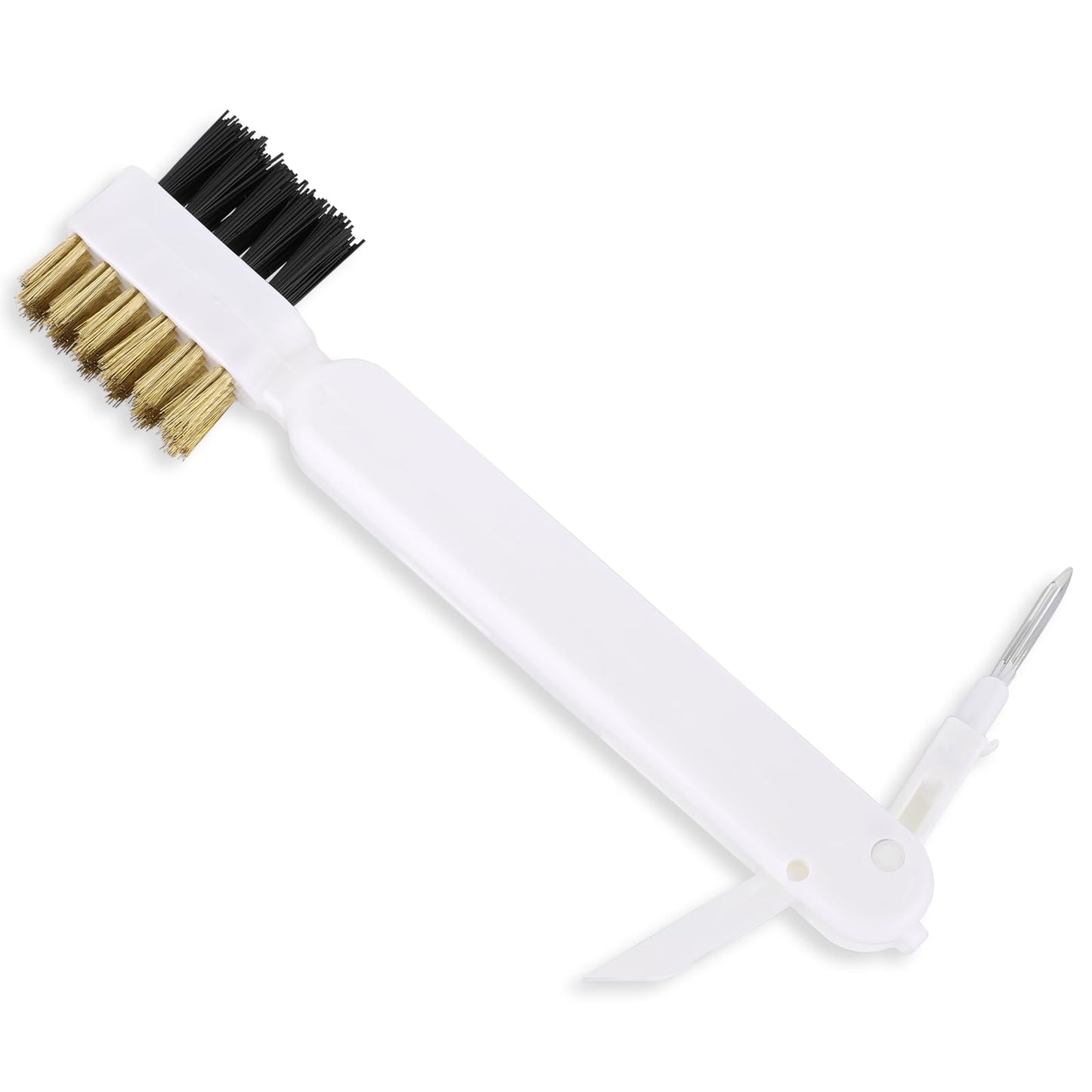 Cleaning Scrub Brush Hard Bristle Crevice Cleaning Brush Multifunctional Scrub Brush Kitchen Scrubber Brush with Stiff Bristle Cooktop Scraper for Household Range Hood Grease Grime Stovetop Pot