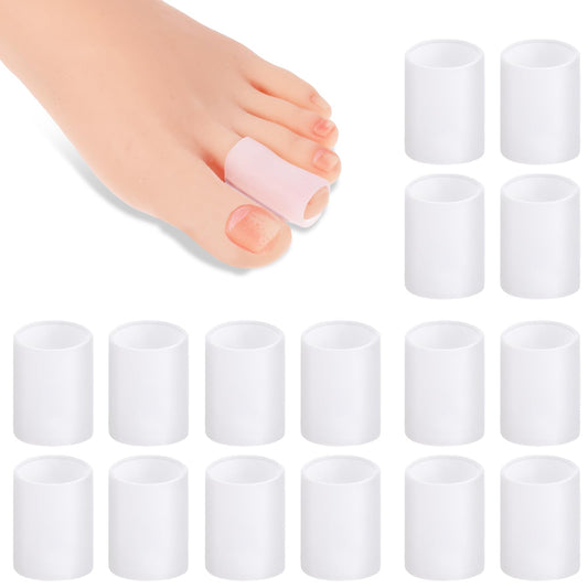 Sibba Toes Protectors 10 Pair Silicone Corrector Bandages Bunion Pad Cover Sleeves Gel Separator Ingrown Toenail Cap Blister Cushion Anti-Friction Heel Guards Feet Wrap Shoe Grips Band Tube