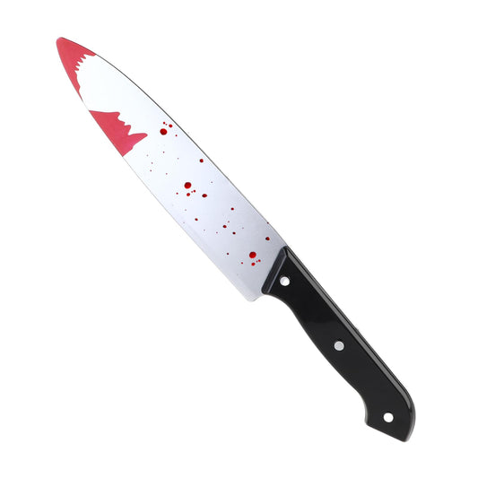 Sibba Halloween Fake Knife, 30 cm Long Black Handle Bloody Fake Knife, Pretend Cosplay Toy Knife, Halloween Fancy Dress Accessory Prop Knife, Costume Knife Prop for Halloween Party, Pack of 1