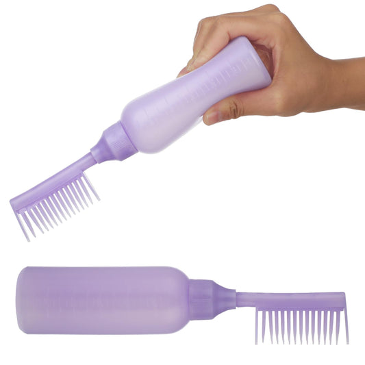 Root Comb Applicator Bottle, 6 OZ Hair Oil Applicator Applicator Bottle for Hair Dye Bottle Applicator Brush with Graduated Scale, Profssional Brush Applicator Comb Hairdressing Coloring Styling Tool