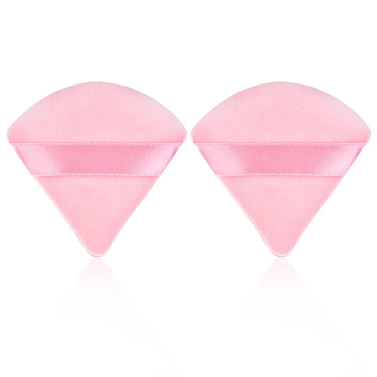 Sibba 2 Pieces Triangle Powder Puffs Face Cosmetic Powder Puff Washable Reusable Soft Plush Powder Sponge Makeup Foundation Sponge for Face Body Loose Powder Wet Dry Makeup Tool