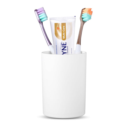 Sibba Toothbrush Holder Reusable Unbreakable Toothbrush Cup 350ml Round Mouthwash Cups Electric Toothbrush Holders Storage Toothpaste Organizer for Family Shower Countertop Kids Bathroom