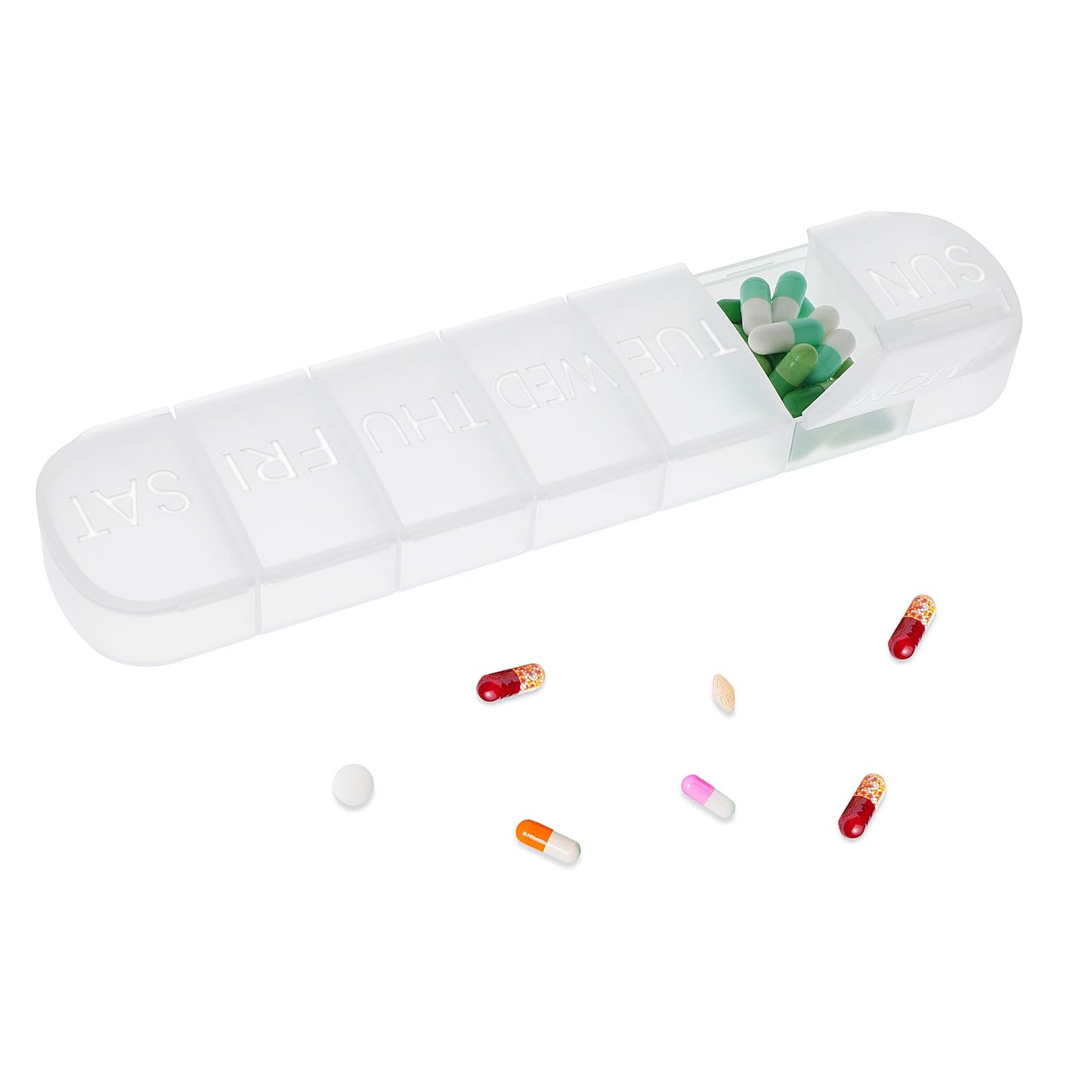 Sibba Pill Organizer 1 PC Portable Medicine Box Weekly Container Daily 7 Day Medication Case Holder Supplement Tablet Dispenser Internal Compartment Vitamin Sorter Personal Pillbox Storage Travel