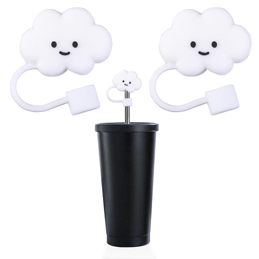 2 Pcs Cloud Shape Straw Topper Reusable Straw Cover Cap Silicone Drinking Straw Tips Lids Lovely Anti-Dust Straw Plugs Soft Protector Cover Accessories for 0.31 Inch/8 MM Diameter