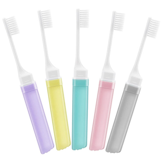 Sibba 5 Pieces Soft Bristles Toothbrush with Box Mini Finger Folding Manual Toothbrushes for Travel Camping School Home Favors (Style B)