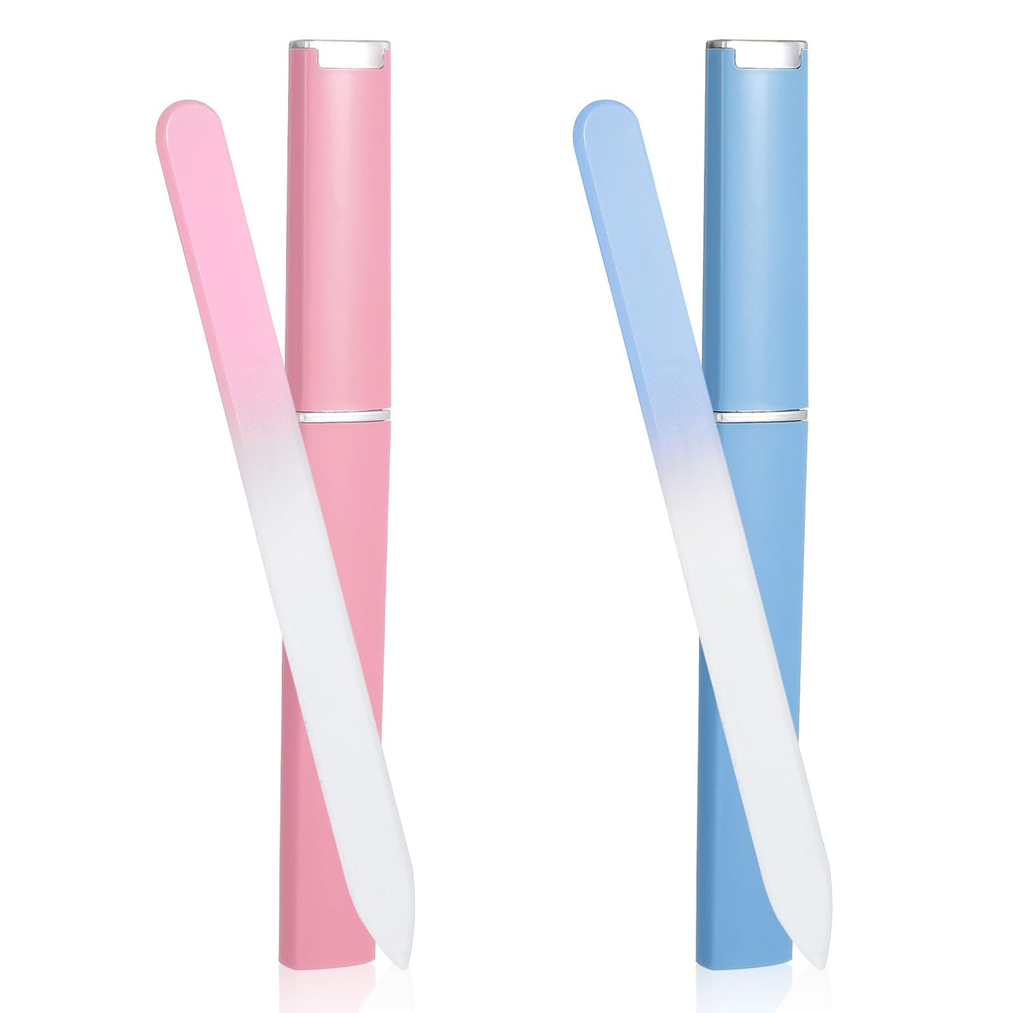 Wanmu Pack of 2 Professional Nail Files, Glass Nail Files, Fingernail File with Case, Double-Sided Crystal Surface, Nail Files, Professional Manicure Tool for Women