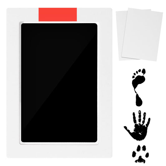 COMNICO Inkless Hand and Footprint Kit, Large Clean Touch Ink Pad Kit Baby Hand and Footprint Kit Newborns Paw Print Kit Includes 2 Cardstock for Baby Pets Handprint Footprint