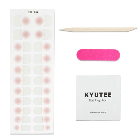 Sibba 22 PCS Gel Nail Stickers, No Bake Gel Nail Stickers, Easy to Use Long Lasting Nail Wraps, White Gel Nail Strip Set Includes Nail File, Wooden Stick & Wet Wipe