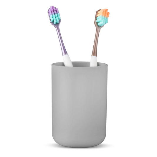 COMNICO Bathroom Toothbrush Holder Cups Unbreakable Plastic Tooth Brushing Tumbler Reusable Portable Mouthwash Cup for Drinking Rinsing Vanity Countertop Toothpaste Travel(Grey)