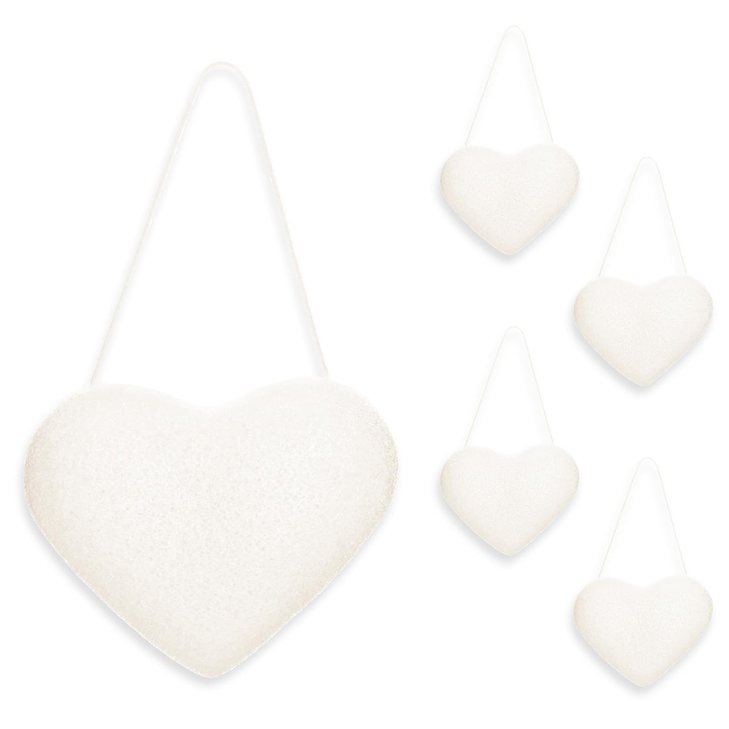 COMNICO Face Sponges for Cleansing, 5Pcs Heart Shape Facial Sponges Eco Friendly Bath Sponge Gentle Exfoliating Pads Facial Sponges for Washing Face Makeup Removal Home Travel