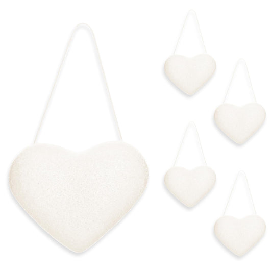 COMNICO Face Sponges for Cleansing, 5Pcs Heart Shape Facial Sponges Eco Friendly Bath Sponge Gentle Exfoliating Pads Facial Sponges for Washing Face Makeup Removal Home Travel