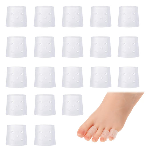 COMNICO Pinky Toe Protector, 20 Pcs Toe Covers Small Gel Toe Caps Corn Protectors Breathable Open Toe Sleeves Toe Cushions for Blisters Corns Hammer Toes
