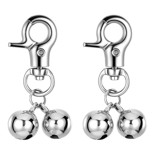 Wanmu 2Pcs Bells for Dog Collars, Pet Bell Collar Charm, Training Pet Pendant Accessories with Heavy Duty Snap Clips for Dog Cat Necklace Tracking Gift- Silver