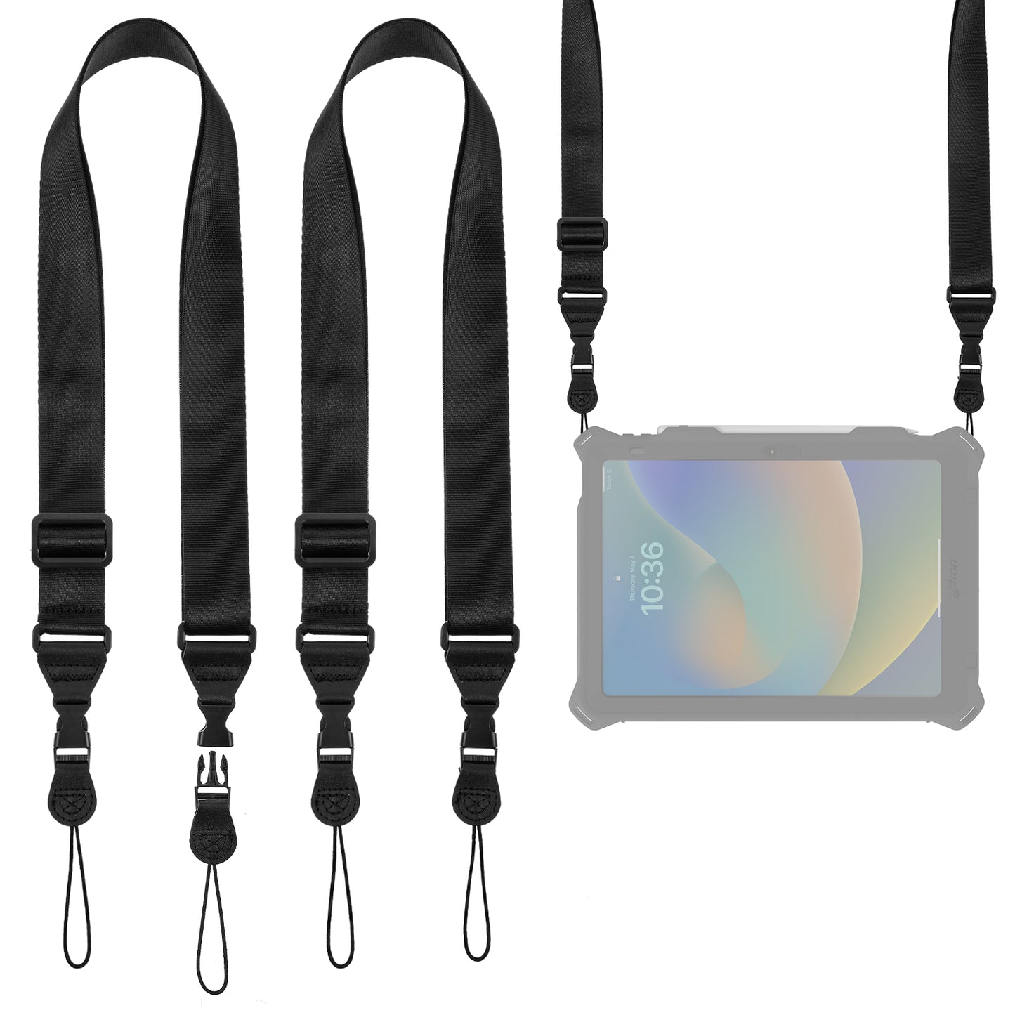 Wanmu 2Pcs Adjustable Shoulder Strap, Nylon Camera Strap, Comfortable Neck Straps for Cellphone Tablet, Camera, Laptop, Binocular, Luggage Bag (Black)